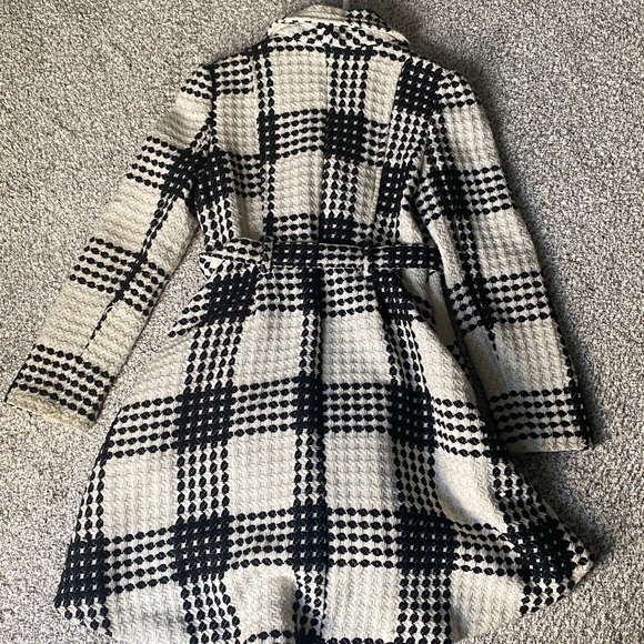 Candie's Black and White Checkered houndstooth Trench Coat peacoat - Picture 2 of 4